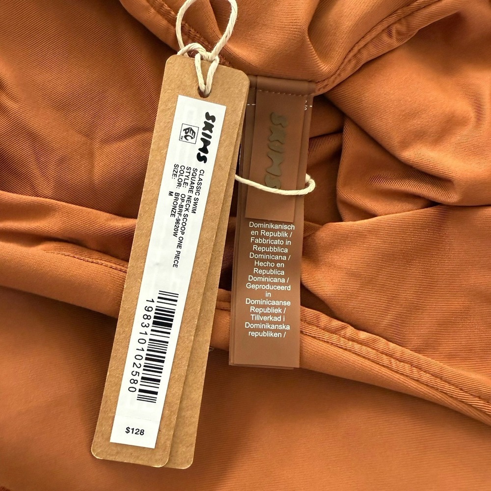 Skims Classic Swim Square Neck Scoop One Piece Bronze Size S NWT $128 MSRP - Picture 3 of 10